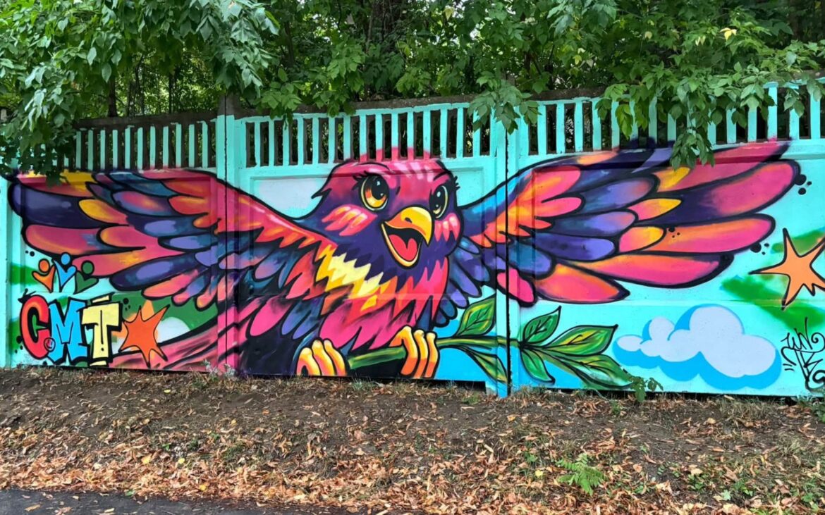 (foto) Un grup de tineri din Edineț au pictat un graffiti pe pereții parcului din oraș