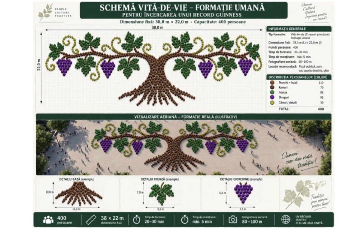 Republica Moldova se pregătește să intre din nou în Guinness World Records: repetiție generală în PMAN pentru crearea unei vițe-de-vie umane