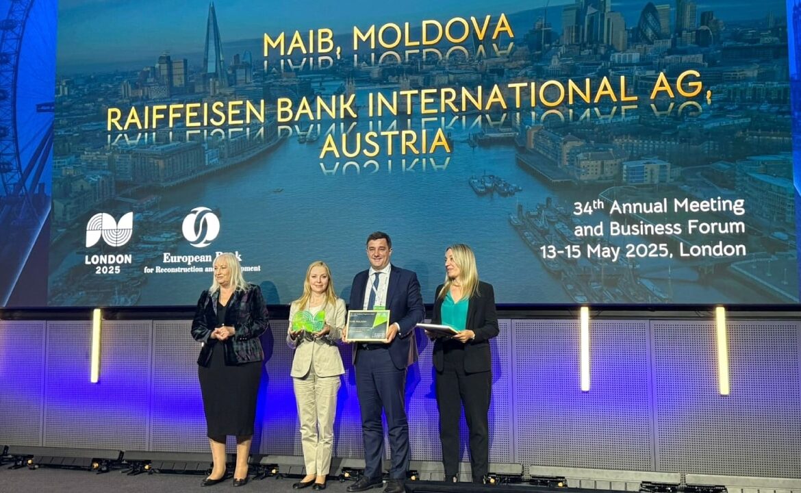 Maib premiată de BERD pentru Prima Tranzacție Verde în cadrul programului TFP 2024 „Green Trade Deal of The Year”